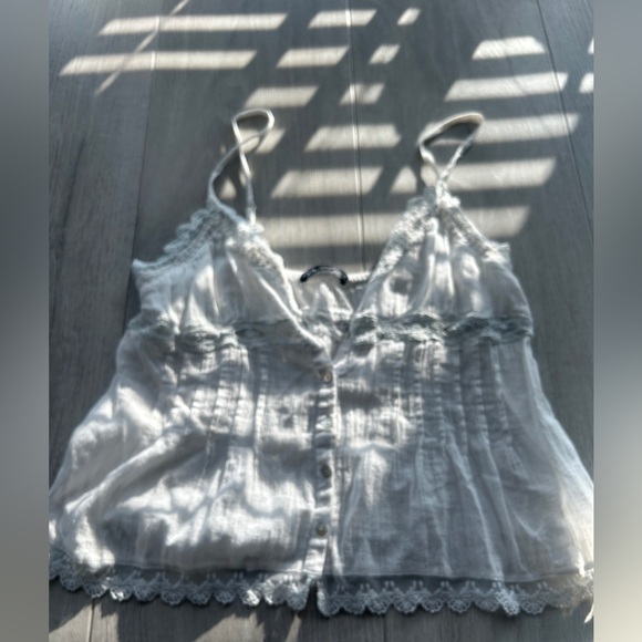 Zara Cinched waist top white lace summer - Picture 10 of 10